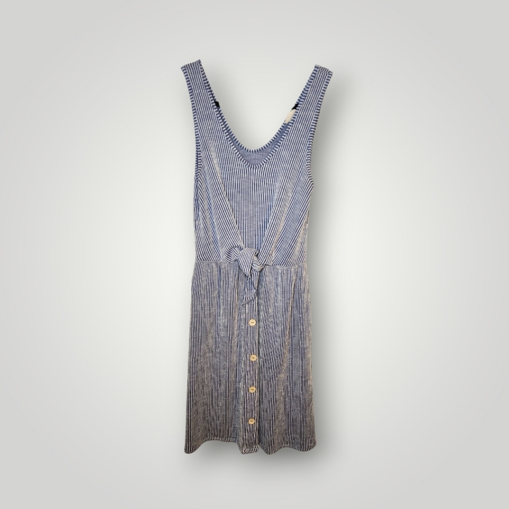Caution to the wind Striped Blue Sleeveless Dress